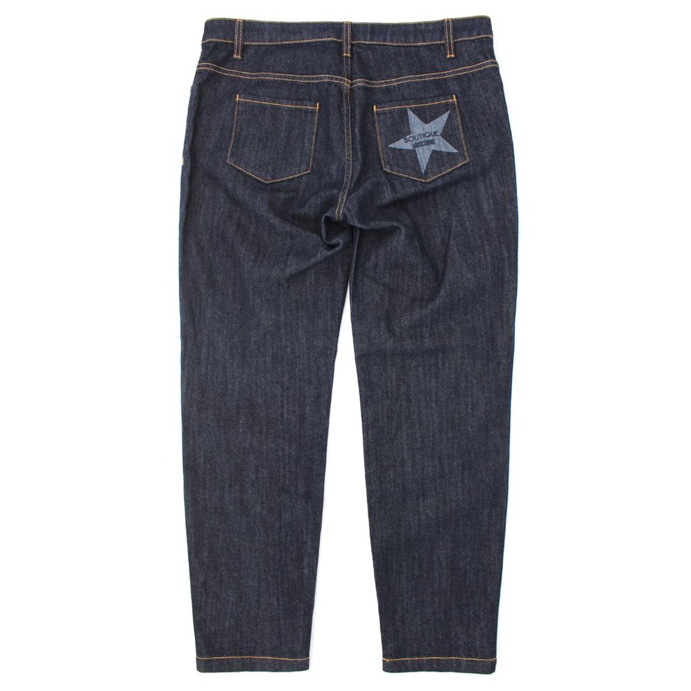Boutique Moschino Dark Blue Wash Denim Jeans Star Pocket Gold Star Button 42 - Picture 5 of 10